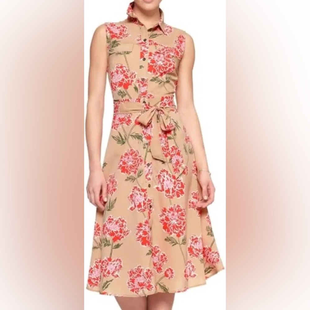 Banana Republic Red Pink Tie Front Sundress